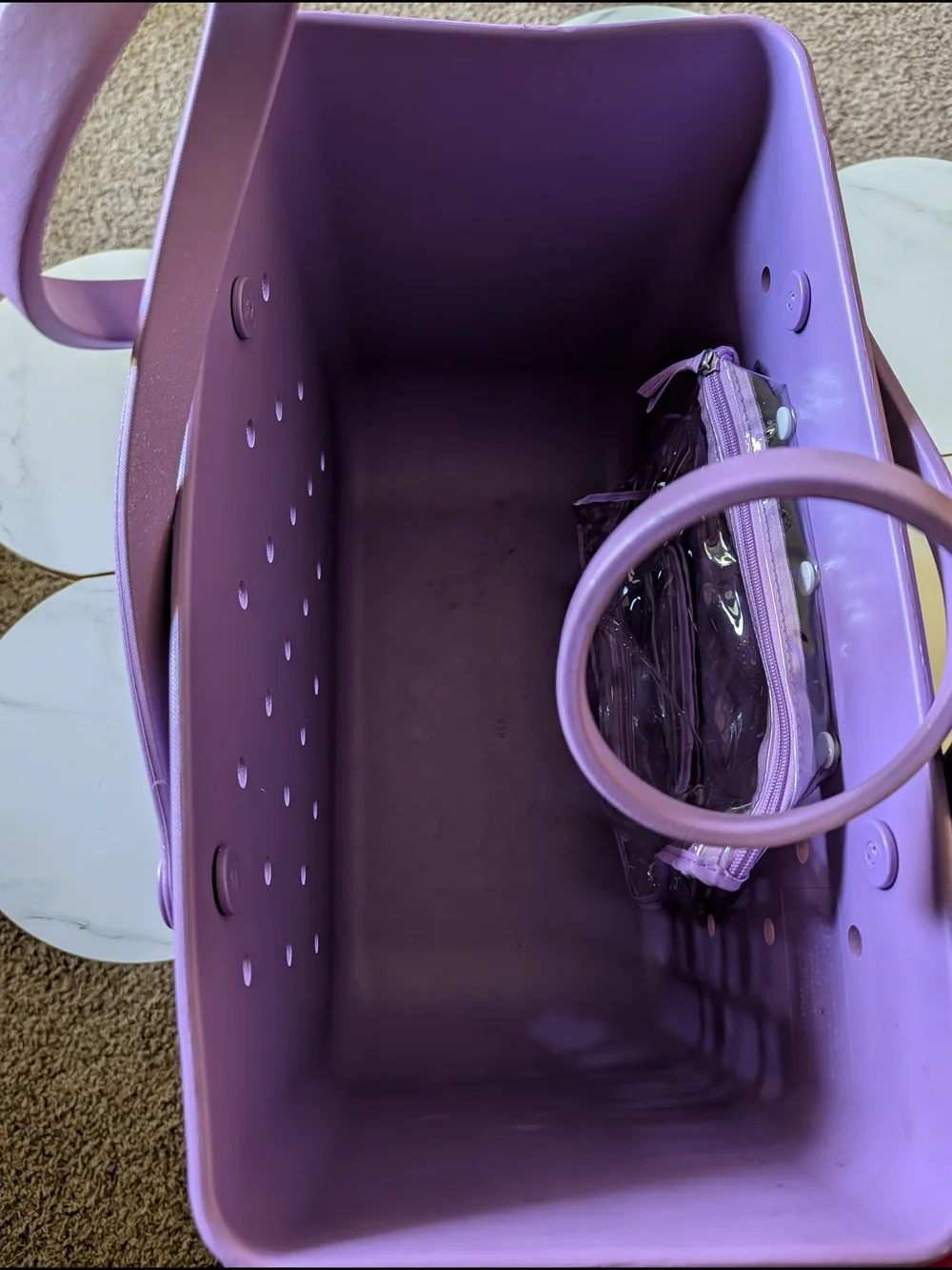 BOGG BAG Purple Tote with Pink Removable Cupholder Organizer